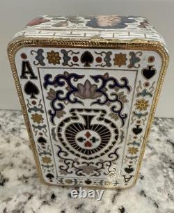 Vintage Cloisonné Enameled Ace Card Box with Lid