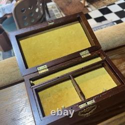 Vintage Colonial Williamsburg Restoration Mahogany Brass Jewelry Box Two Tier