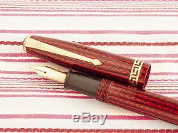 Vintage Conway Stewart 74 Red Herringbone Grecian Speedy-phil Fountain Pen Boxed