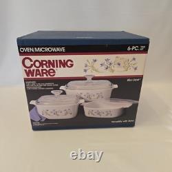 Vintage Corning Ware Blue Dusk 6 Pc Trio Casserole Set NEW Sealed Box 6017722