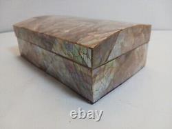 Vintage Crackled Green Iridescent Abalone Mosaic Jewelry or Table Box