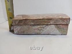 Vintage Crackled Green Iridescent Abalone Mosaic Jewelry or Table Box