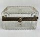 Vintage Cut Crystal Glass Lion Head Casket Trinket Jewelry Box Art Nouveau