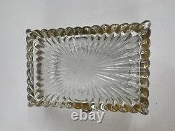 Vintage Cut Crystal Glass Lion Head Casket Trinket Jewelry Box Art Nouveau