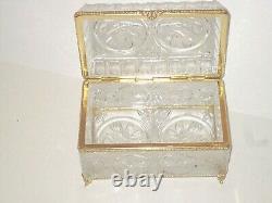 Vintage Cut Lead Clear Crystal Hinged Trinket Box Jewelry Box BEAUTIFUL