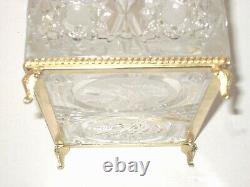 Vintage Cut Lead Clear Crystal Hinged Trinket Box Jewelry Box BEAUTIFUL