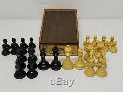 Vintage DRUEKE #36 H Extra Heavy Chessmen'' set with ORIGINAL BOX