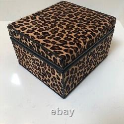 Vintage Decorative Animal Leopard Print Box with Hinged Lid Excellent Condition