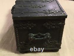 Vintage Denmark Bronze Iron Art Casket Treasure Box Danish Battle Of Estonia