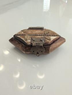 Vintage Diamond-shaped Carved horn Trinket Box