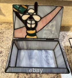 Vintage Disney Donald Duck And Goofy Stained Glass Jewelry Box