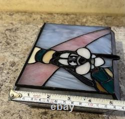 Vintage Disney Donald Duck And Goofy Stained Glass Jewelry Box