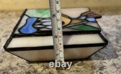 Vintage Disney Donald Duck And Goofy Stained Glass Jewelry Box