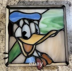 Vintage Disney Donald Duck And Goofy Stained Glass Jewelry Box