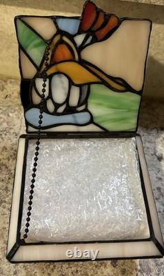Vintage Disney Donald Duck And Goofy Stained Glass Jewelry Box