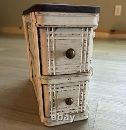 Vintage Distressed White Wood 2-Drawer Decorative Storage Box Set