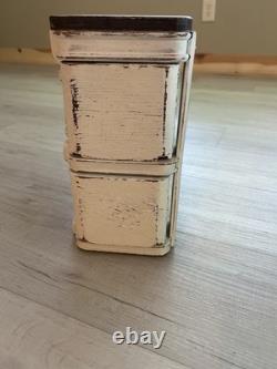 Vintage Distressed White Wood 2-Drawer Decorative Storage Box Set