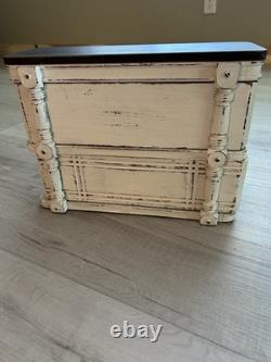 Vintage Distressed White Wood 2-Drawer Decorative Storage Box Set