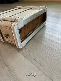 Vintage Distressed White Wood 2-Drawer Decorative Storage Box Set