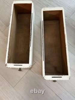 Vintage Distressed White Wood 2-Drawer Decorative Storage Box Set