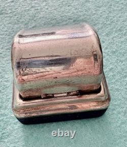 Vintage Domed Ring Box 925 Sterling Silver/ lined with Blue Velvet & Satin