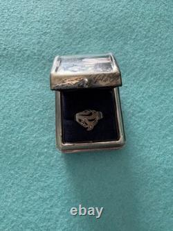 Vintage Domed Ring Box 925 Sterling Silver/ lined with Blue Velvet & Satin