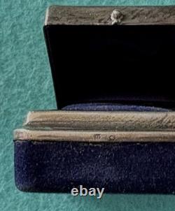Vintage Domed Ring Box 925 Sterling Silver/ lined with Blue Velvet & Satin