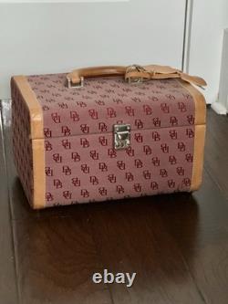 Vintage Dooney & Bourke Monogram Canvas Train Case Pink/Burgundy Vanity Box