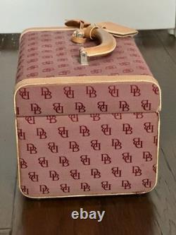 Vintage Dooney & Bourke Monogram Canvas Train Case Pink/Burgundy Vanity Box