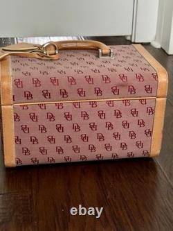 Vintage Dooney & Bourke Monogram Canvas Train Case Pink/Burgundy Vanity Box