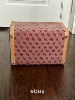 Vintage Dooney & Bourke Monogram Canvas Train Case Pink/Burgundy Vanity Box