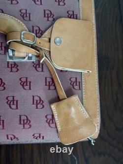 Vintage Dooney & Bourke Monogram Canvas Train Case Pink/Burgundy Vanity Box