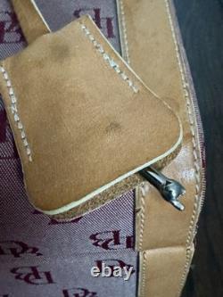 Vintage Dooney & Bourke Monogram Canvas Train Case Pink/Burgundy Vanity Box