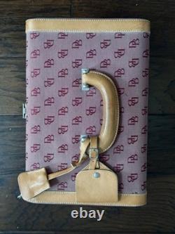 Vintage Dooney & Bourke Monogram Canvas Train Case Pink/Burgundy Vanity Box