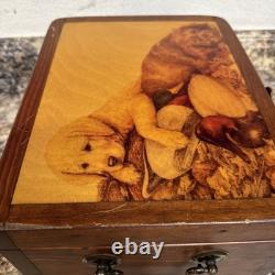 Vintage Ducks Unlimited Wooden Chest Box Lab Retriever Puppies England 12x9x7