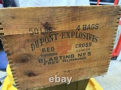 Vintage Dupont Explosives Red Cross Extra Dynamite Strength Wood Box Crate