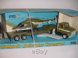 Vintage ERTL Wolfpack Helicopter Transport Set WithHelmet WithBox! Hard To Find