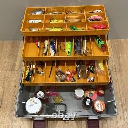 Vintage Eagle III Tackle Box Full With Trout & Salmon Lures Baits Hooks Rigs