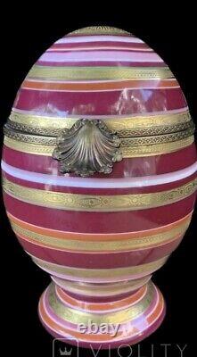 Vintage Egg Box Shape Limoges Porcelain France Mark Brass Cover Rare Old 20th