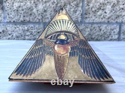Vintage Egyptian Pyramid Wood Trinket Decorative Art Box Lois Stopple 1977 Egypt
