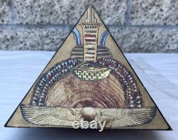 Vintage Egyptian Pyramid Wood Trinket Decorative Art Box Lois Stopple 1977 Egypt