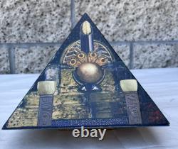 Vintage Egyptian Pyramid Wood Trinket Decorative Art Box Lois Stopple 1977 Egypt