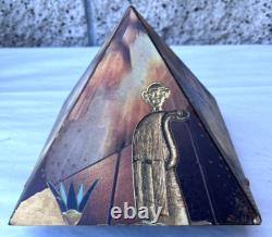 Vintage Egyptian Pyramid Wood Trinket Decorative Art Box Lois Stopple 1977 Egypt