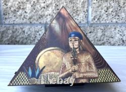 Vintage Egyptian Pyramid Wood Trinket Decorative Art Box Lois Stopple 1977 Egypt