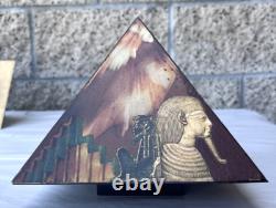 Vintage Egyptian Pyramid Wood Trinket Decorative Art Box Lois Stopple 1977 Egypt