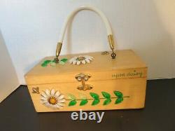 Vintage Enid Collins Upsa Daisy Box Bag Purse Bees Rhinestone plastic Mirror