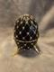 Vintage Faberg&eacute; Egg Music Box Black Gold Trinket Holder With Rhinestones
