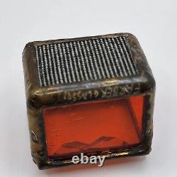 Vintage Farber Glass Trinket Box Orange Signed 1997