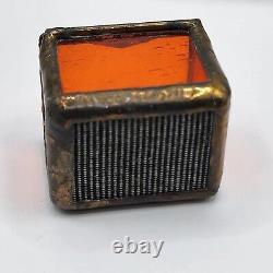 Vintage Farber Glass Trinket Box Orange Signed 1997