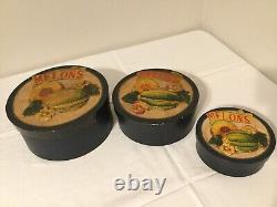 Vintage Farmhouse Shaker Style 3D Cheese Box set of 3 nesting RARE